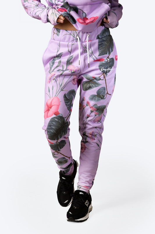 HYPE WOMENS LILAC WHISPER FLORAL SCRIBBLE JOGGERS