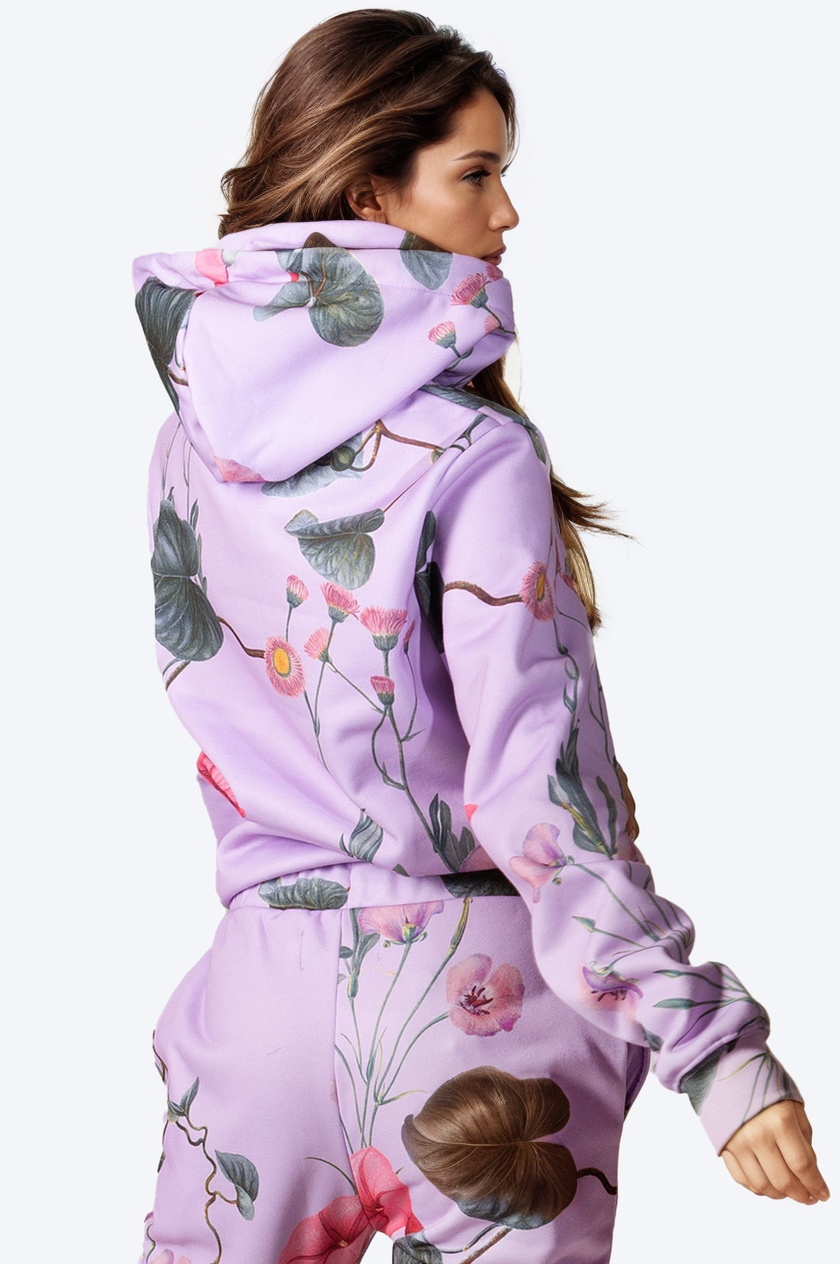 HYPE WOMENS LILAC WHISPER FLORAL SCRIBBLE PULLOVER HOODIE