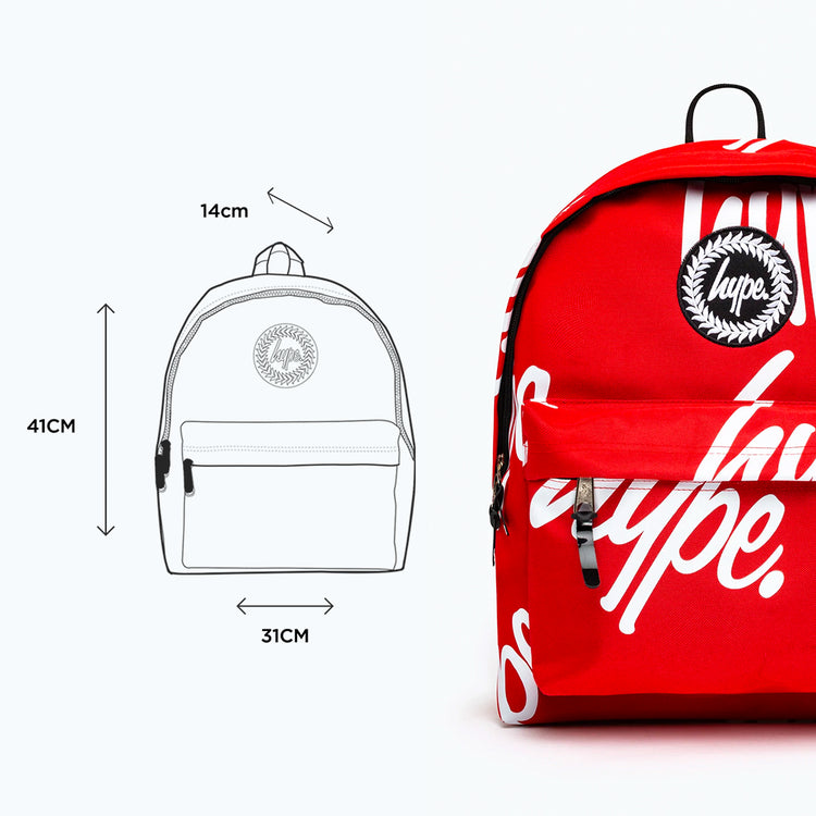 HYPE UNISEX RED HYPE AOP CREST BACKPACK