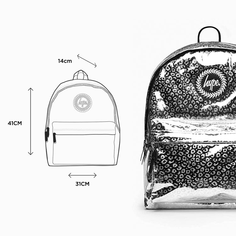 HYPE UNISEX SILVER HOLOGRAPHIC LEOPARD CREST BACKPACK