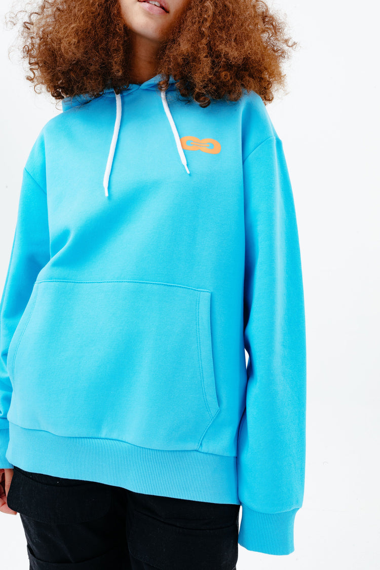 CONTINU8 BLUE OVERSIZED PULLOVER HOODIE