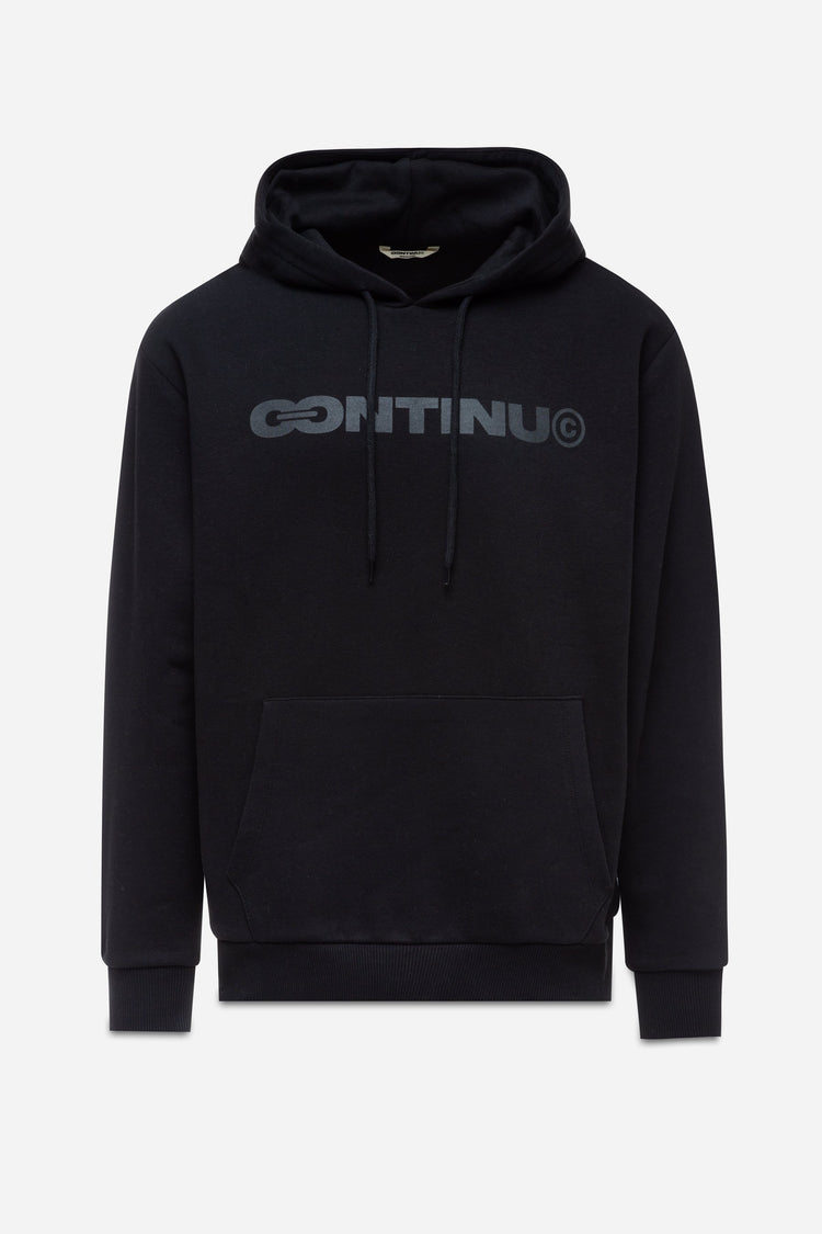 CONTINU8 BLACK OVERSIZED PULLOVER HOODIE