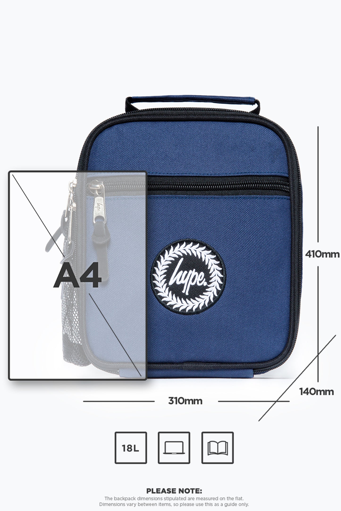 Hype Navy Lunch Box Storage Capacity Show