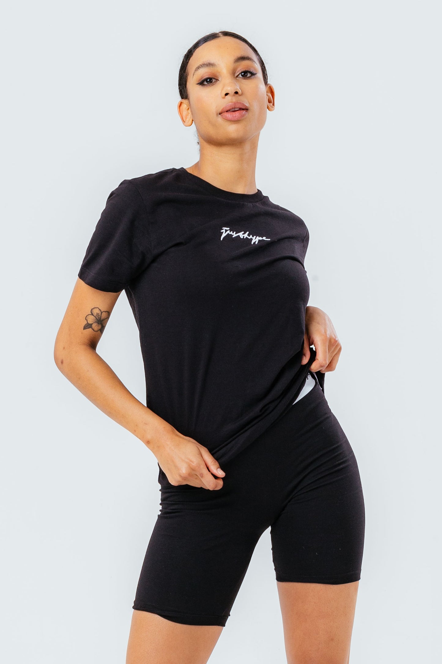 Hype Black Scribble Women'S T-Shirt & Shorts Set