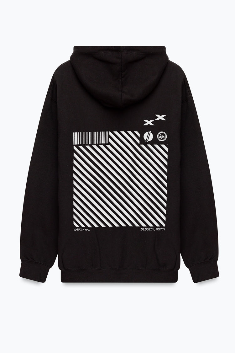 HYPE X VOGU ADULTS UNISEX BLACK SQUARE CENTRAL HOODIE