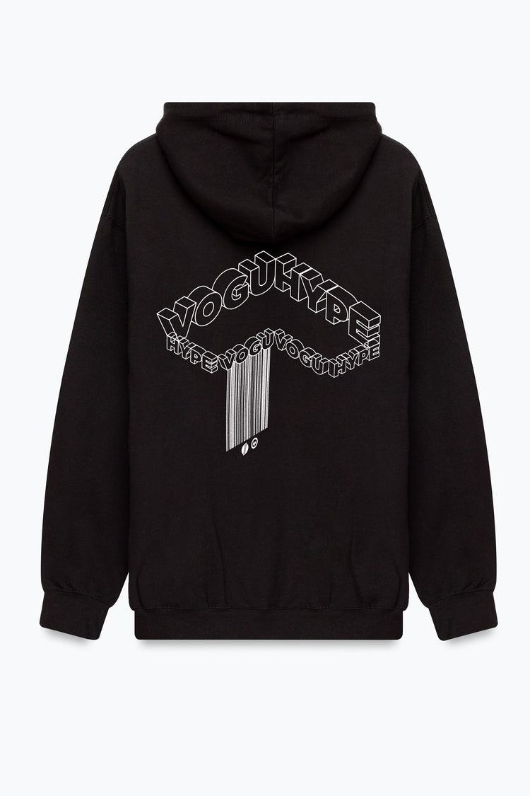 HYPE X VOGU ADULTS UNISEX BLACK OUTLINE CENTRAL HOODIE