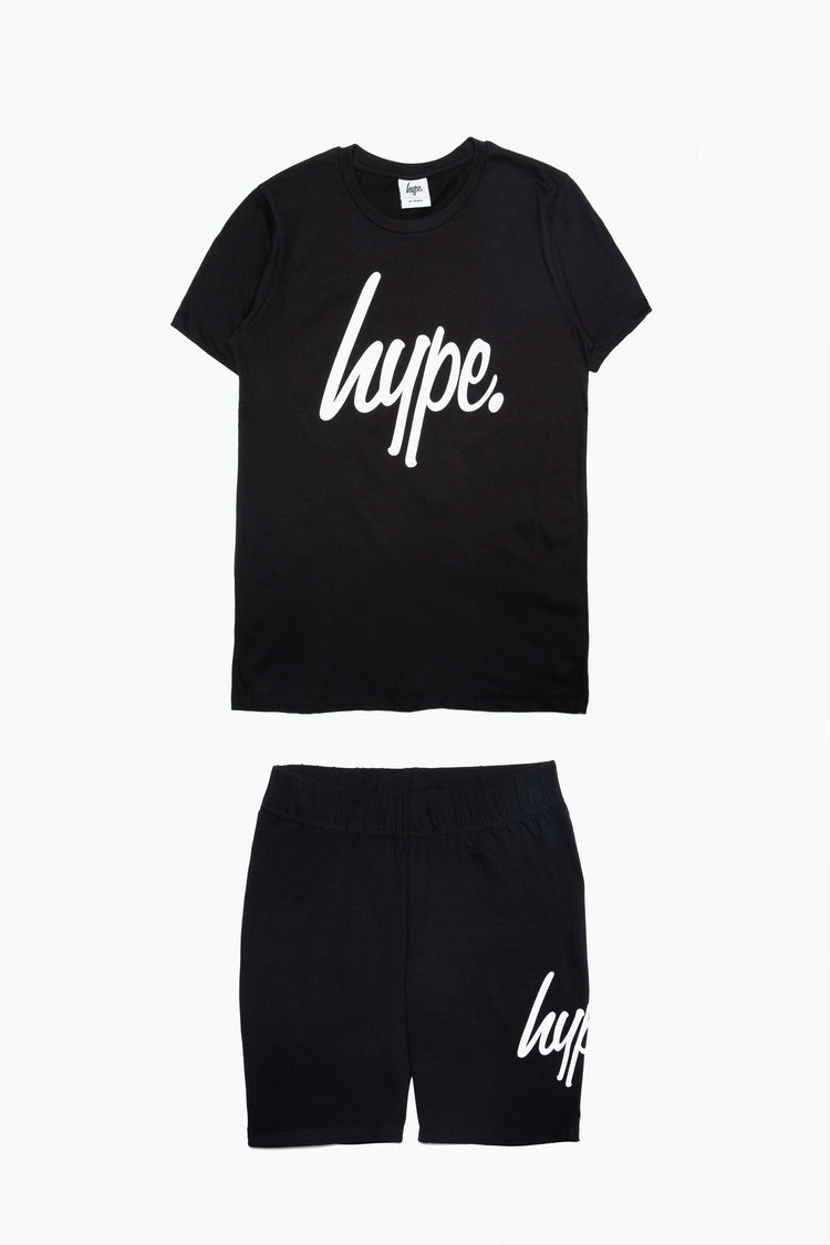 Hype Black Kids T-Shirt & Cycle Shorts Set