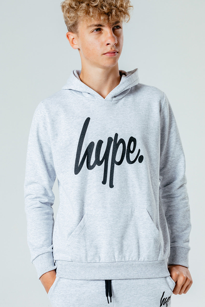 Hype Light Grey Script Kids Hoodie & Jogger Set