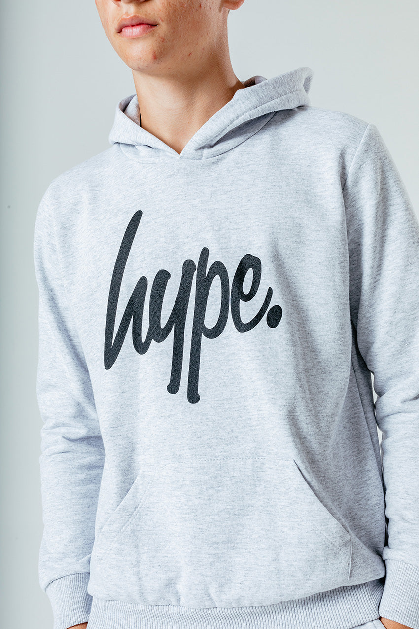 Hype Light Grey Script Kids Hoodie & Jogger Set