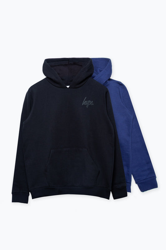 HYPE TWO PACK BLACK & NAVY BOYS PULLOVER HOODIES