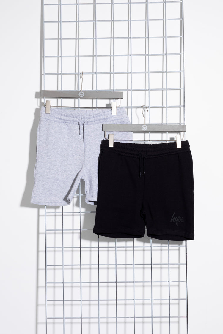 Hype Two Pack Black & Grey Kids Shorts