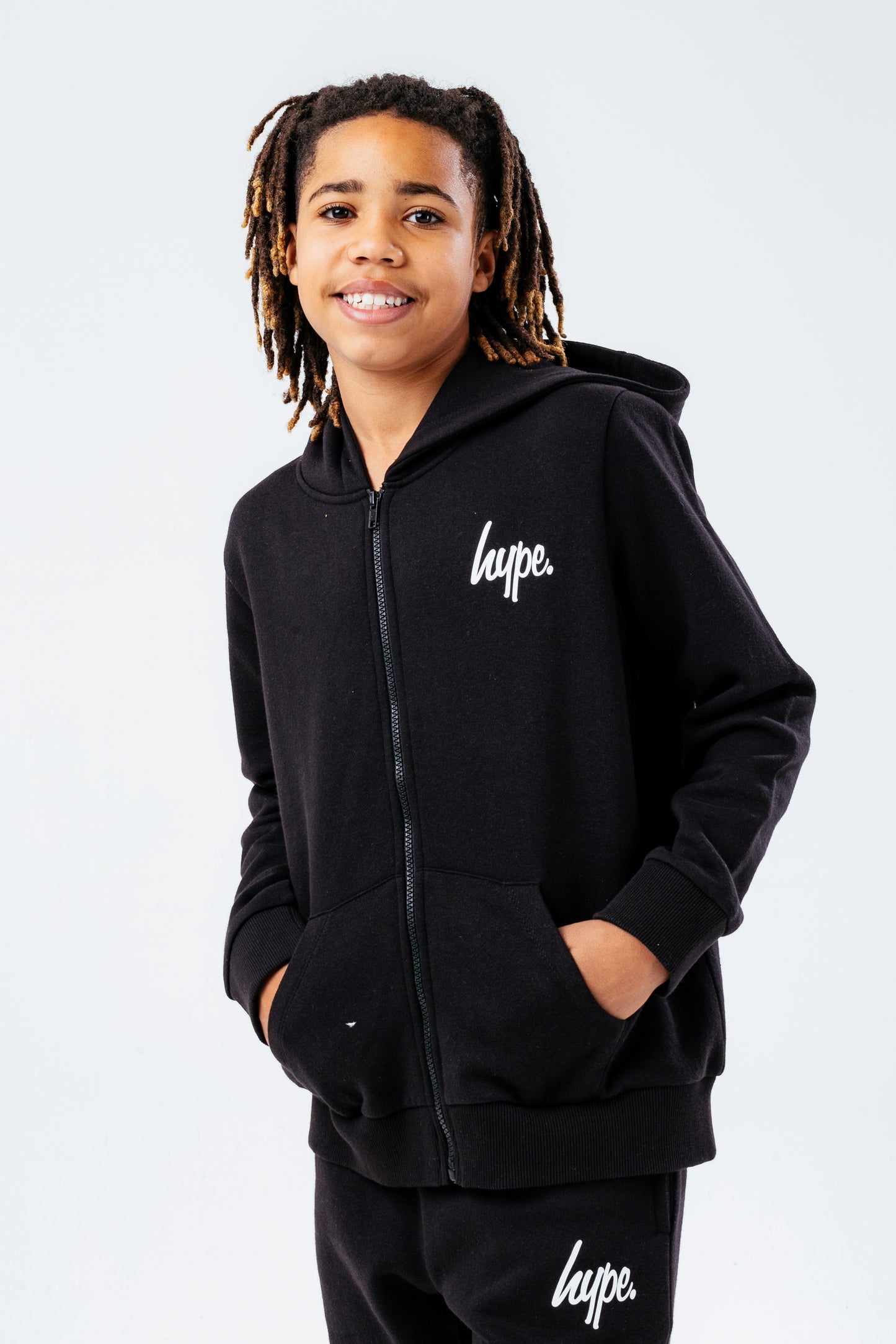 Hype Black Zip Through Hoodie Boys Tracksuit Set