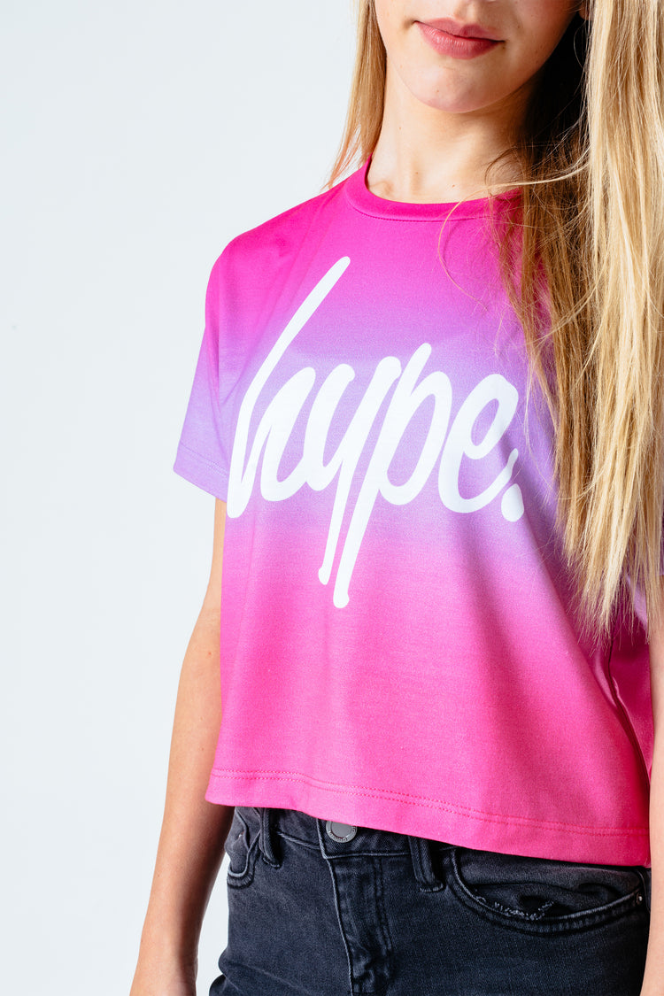 Hype Rosy Pink Fade Kids Crop T-Shirt