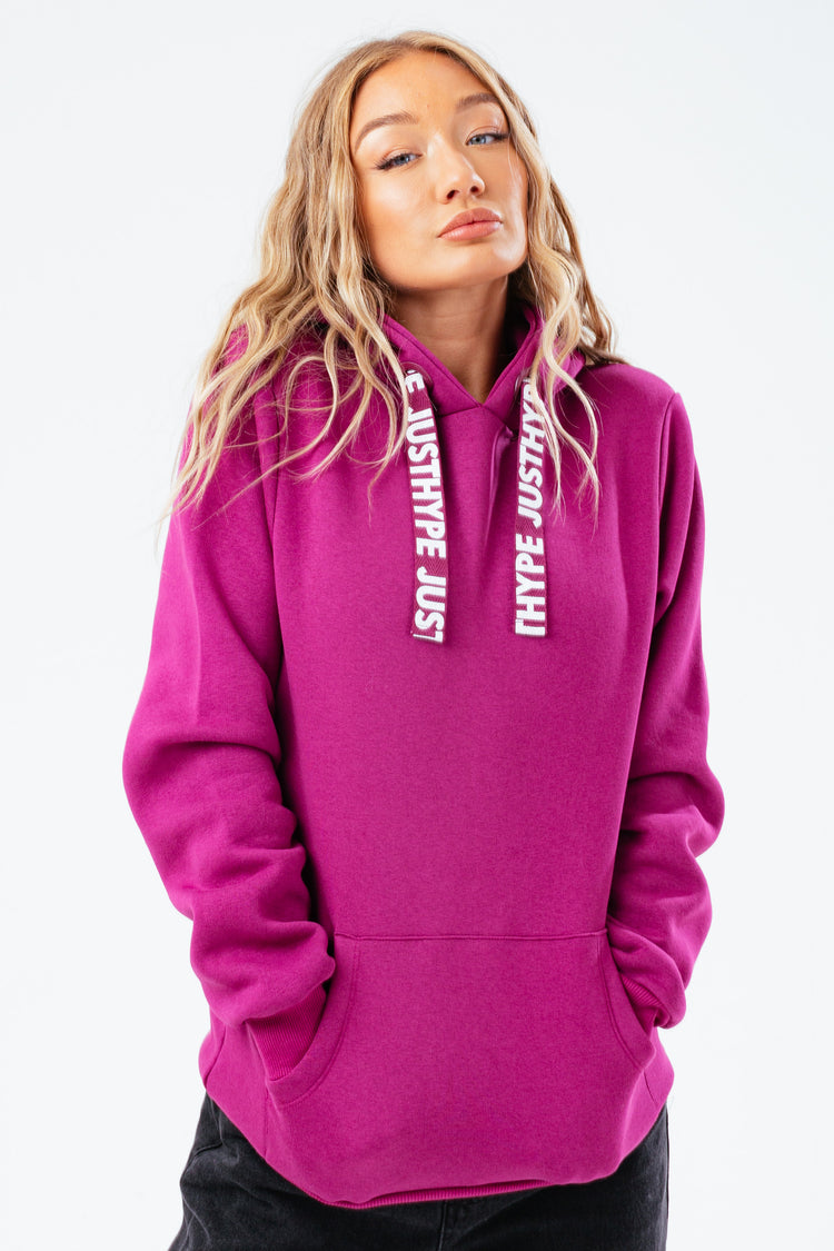 HYPE FUCHSIA DRAWCORD WOMEN'S PULLOVER HOODIE