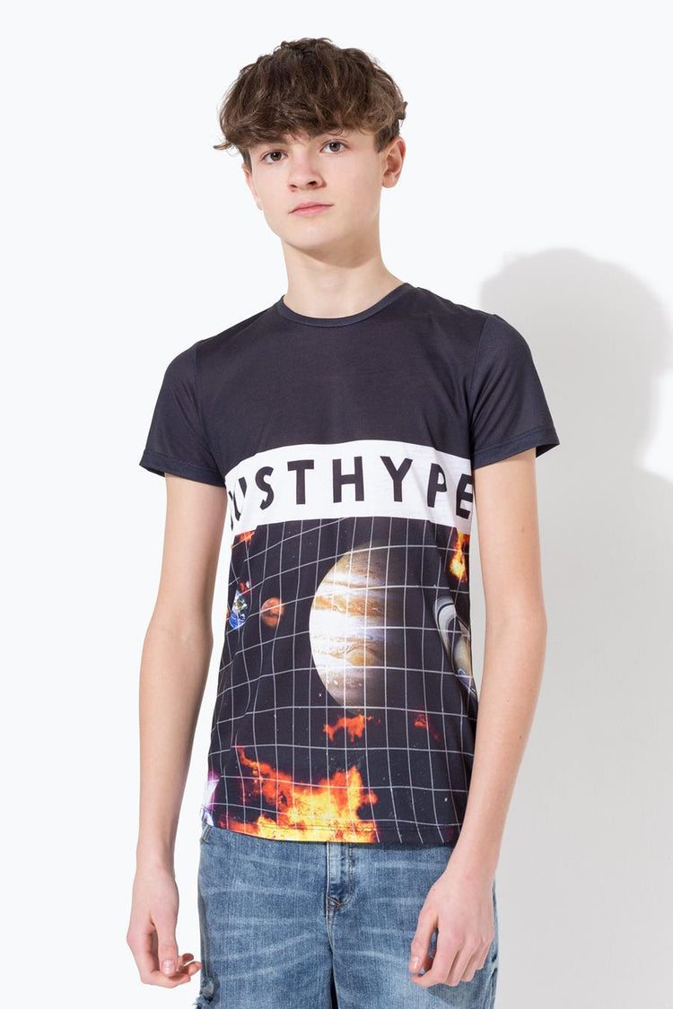 HYPE Kids Khaki Puffa Jacket & Planet T-Shirt Combo