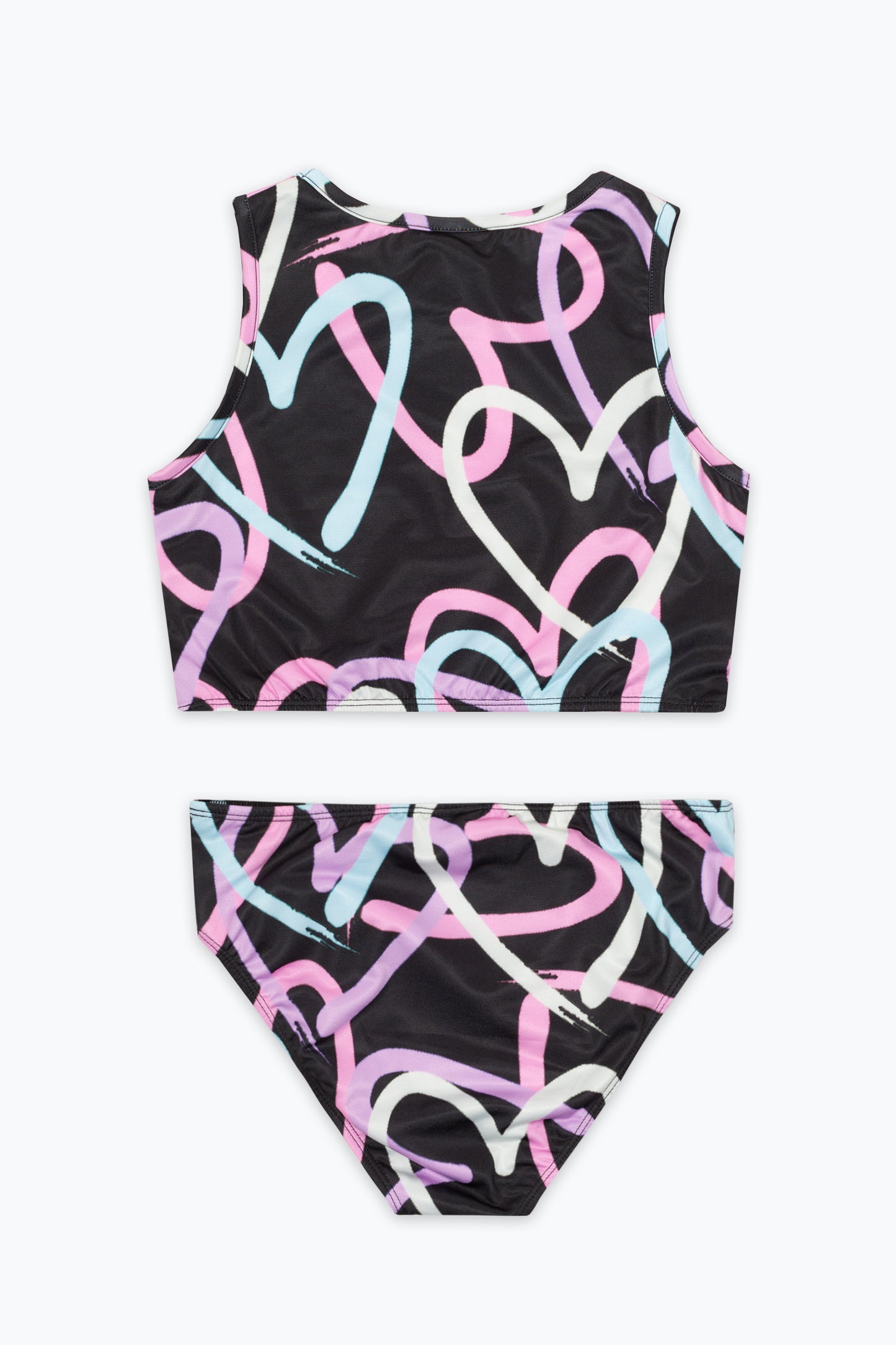 Hype Girls Black Multi Pastel Heart Bikini