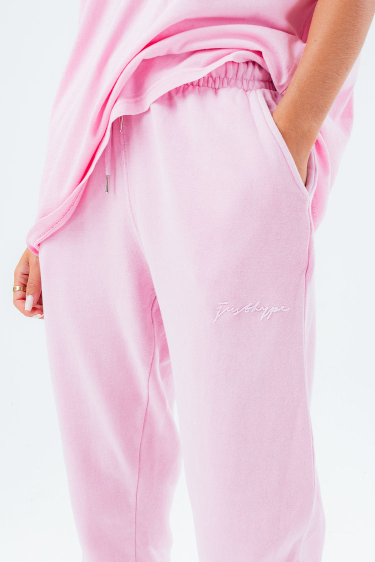 HYPE WASHED BABY PINK SCRIBBLE LOGO WOMEN'S JOGGERS
