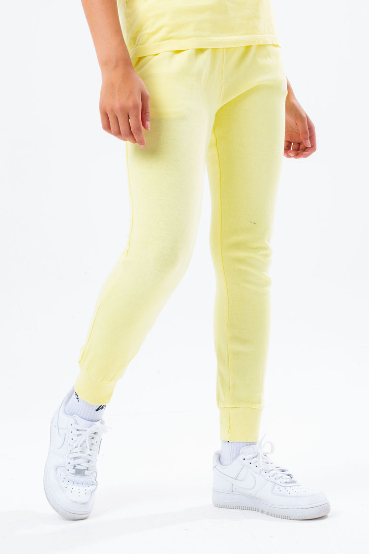 HYPE WASHED YELLOW SCRIPT LOGO GIRLS JOGGERS