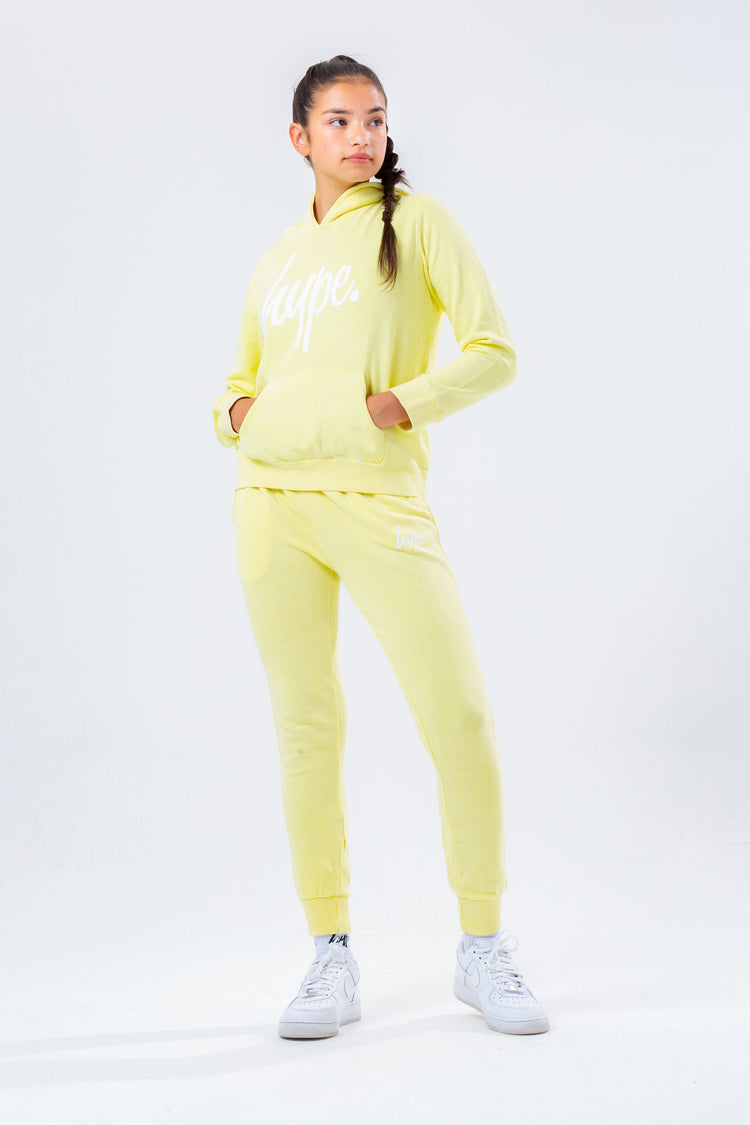 HYPE WASHED YELLOW SCRIPT LOGO GIRLS JOGGERS