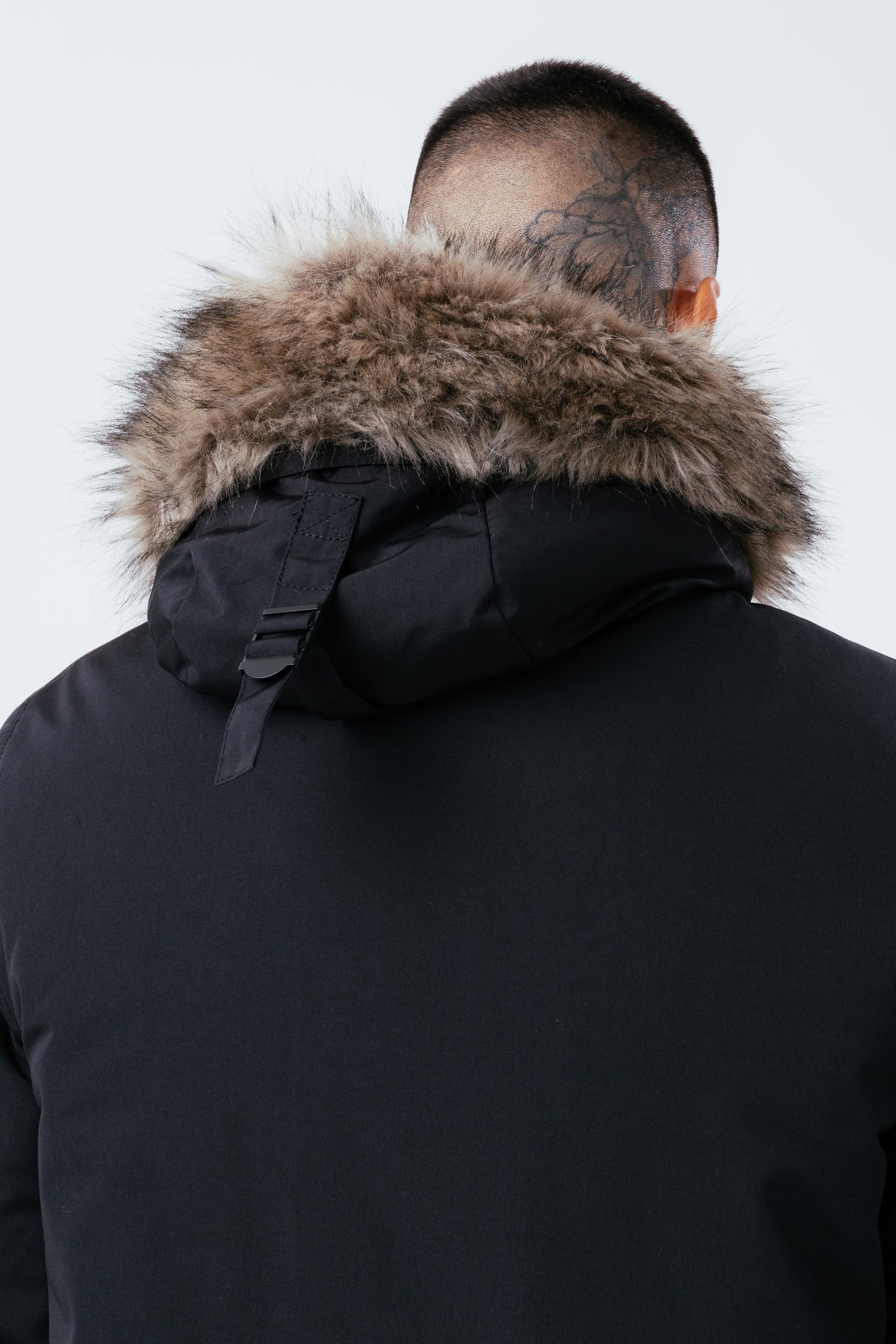 Hype Black Luxe Longline Men'S Parka Jacket