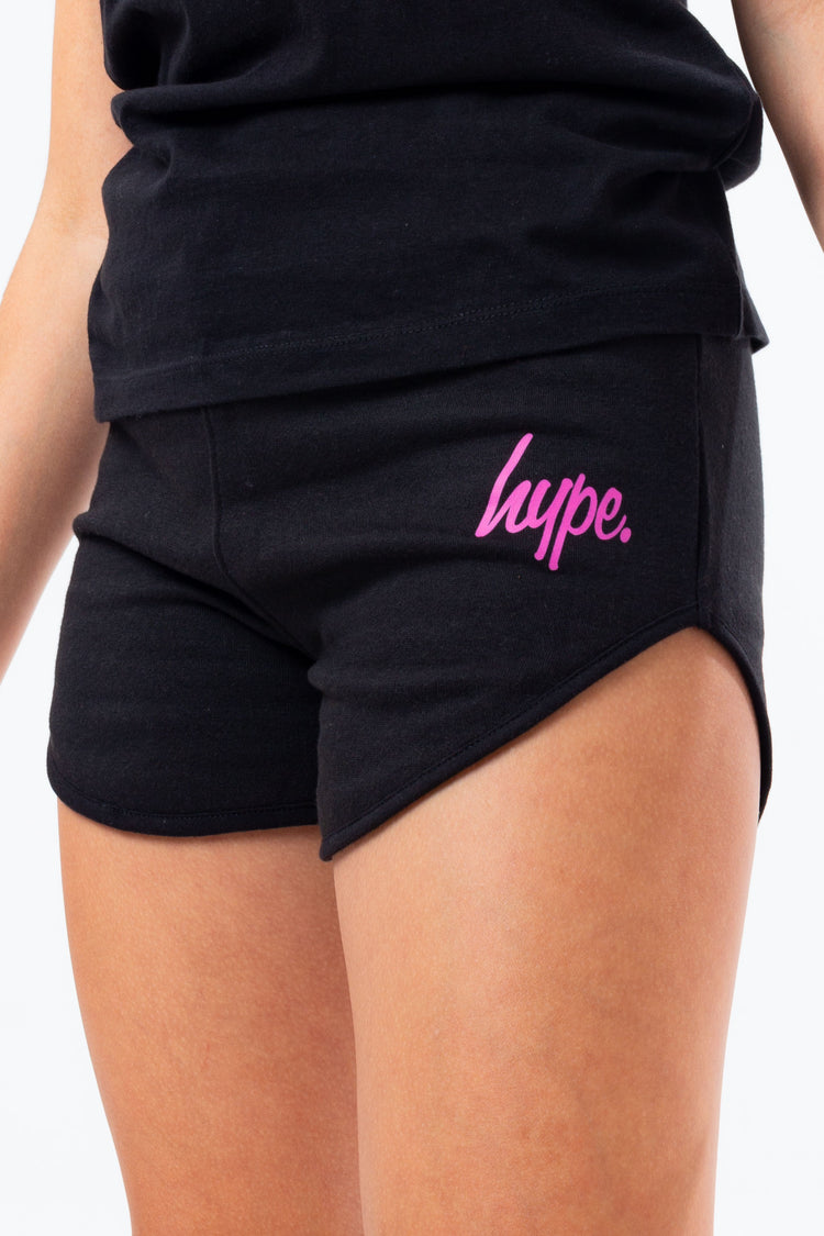 HYPE BLACK WITH PINK SCRIPT T-SHIRT AND SHORTS GIRLS SET