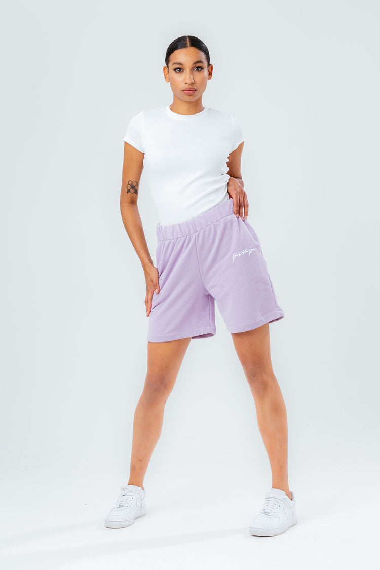 HYPE WOMENS LILAC REVERSE LOOP BACK SHORTS