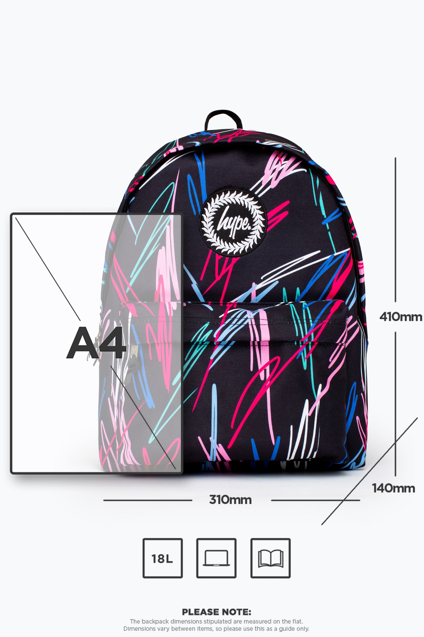 Hype Black Multi Scribble Backpack