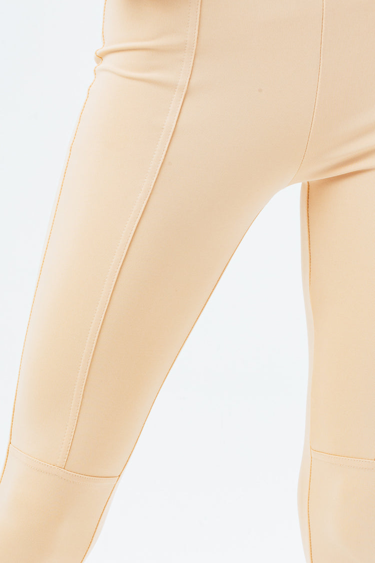 HYPE BEIGE WITH DETAIL SEAMS WOMEN'S FITTED LEGGINGS