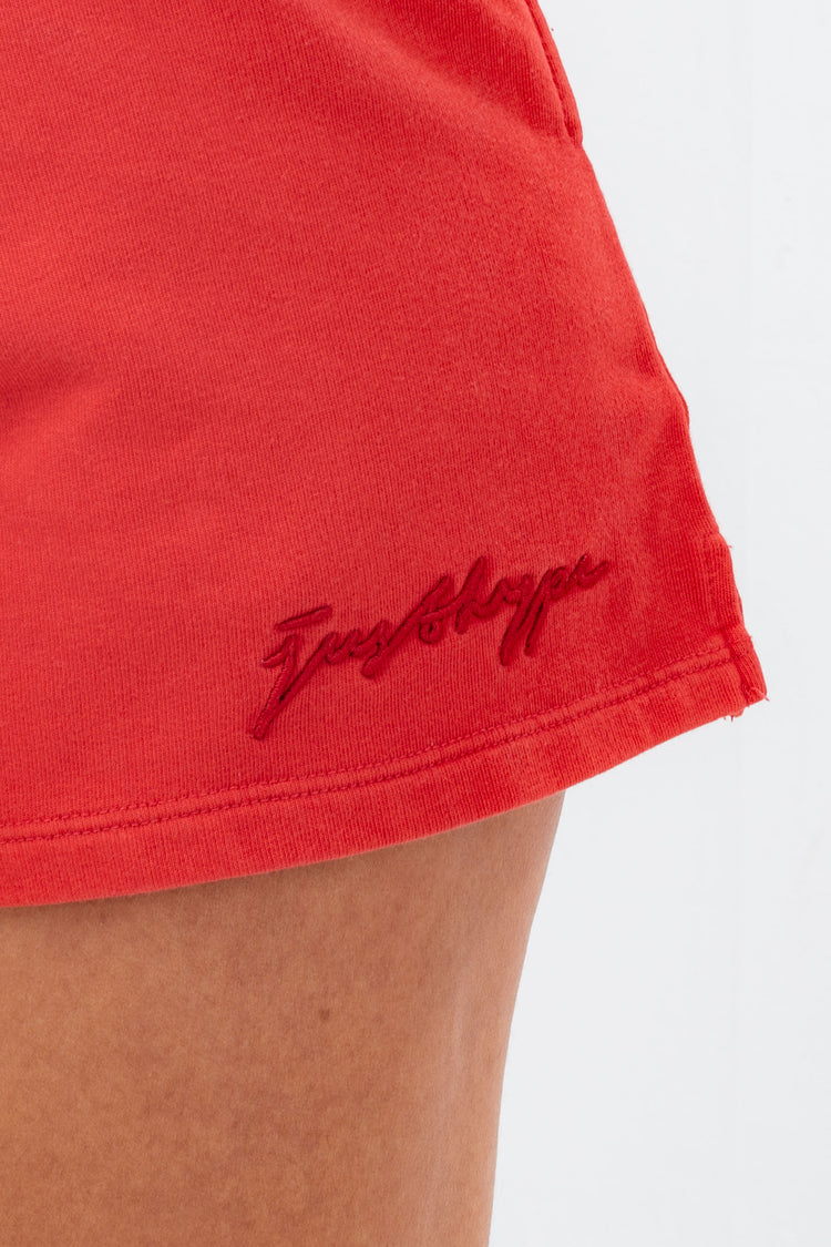HYPE RED HIGH WAISTED WOMEN'S BAGGY JERSEY SHORTS