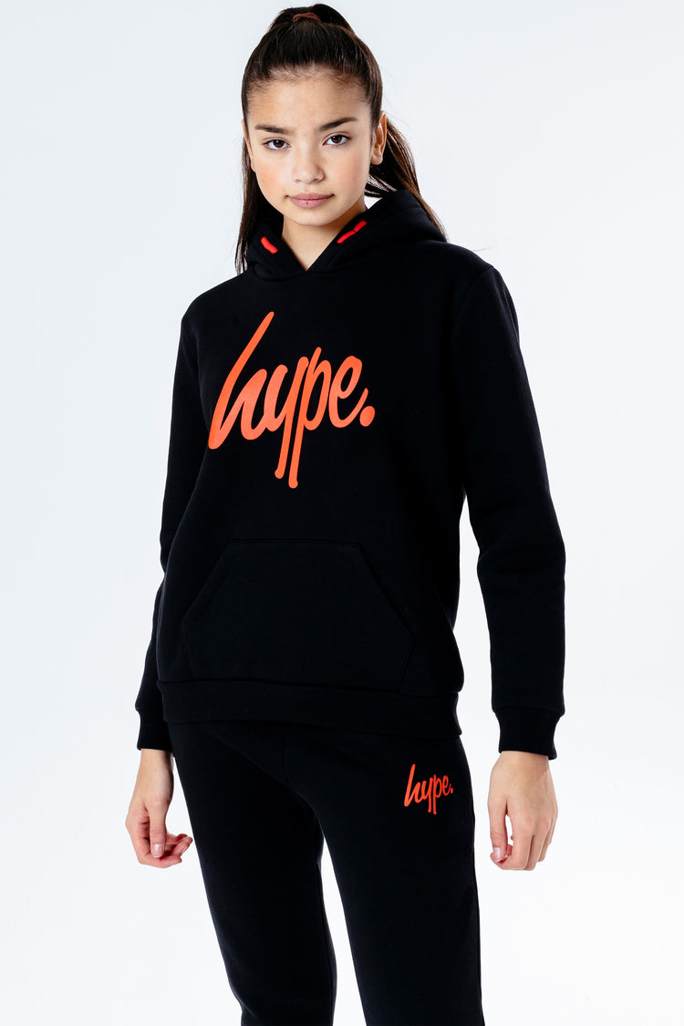 Hype Black With Red Script Kids Hoodie & Jogger Set