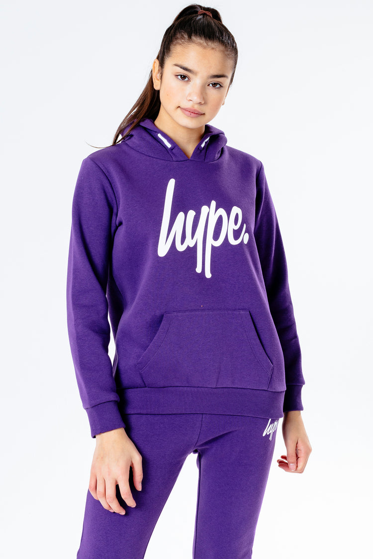 Hype Purple With White Script Kids Hoodie & Jogger Set