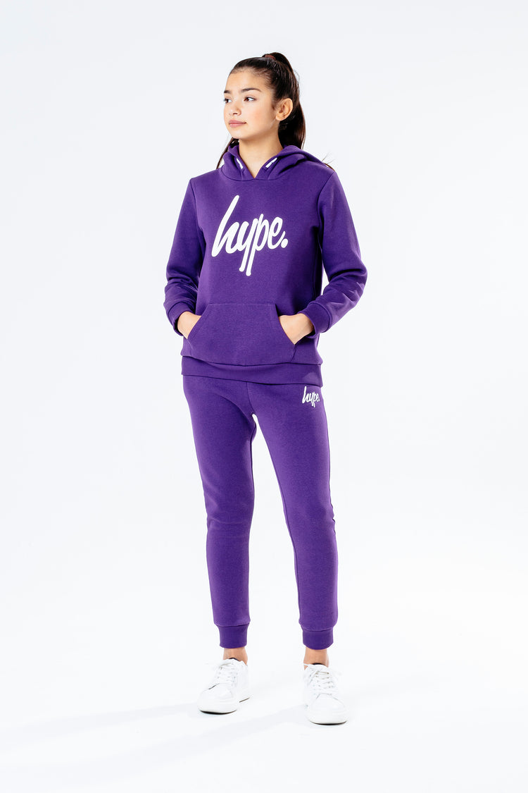 Hype Purple With White Script Kids Hoodie & Jogger Set