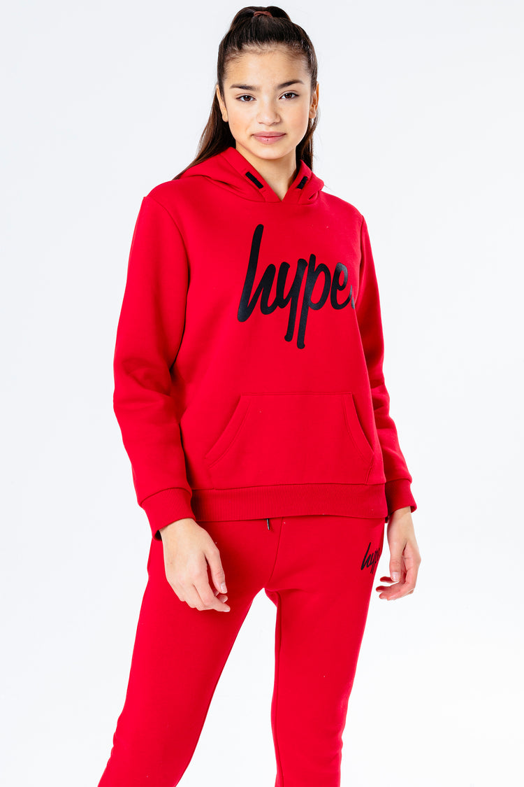 Hype Cherry Red With Black Script Kids Hoodie & Jogger Set