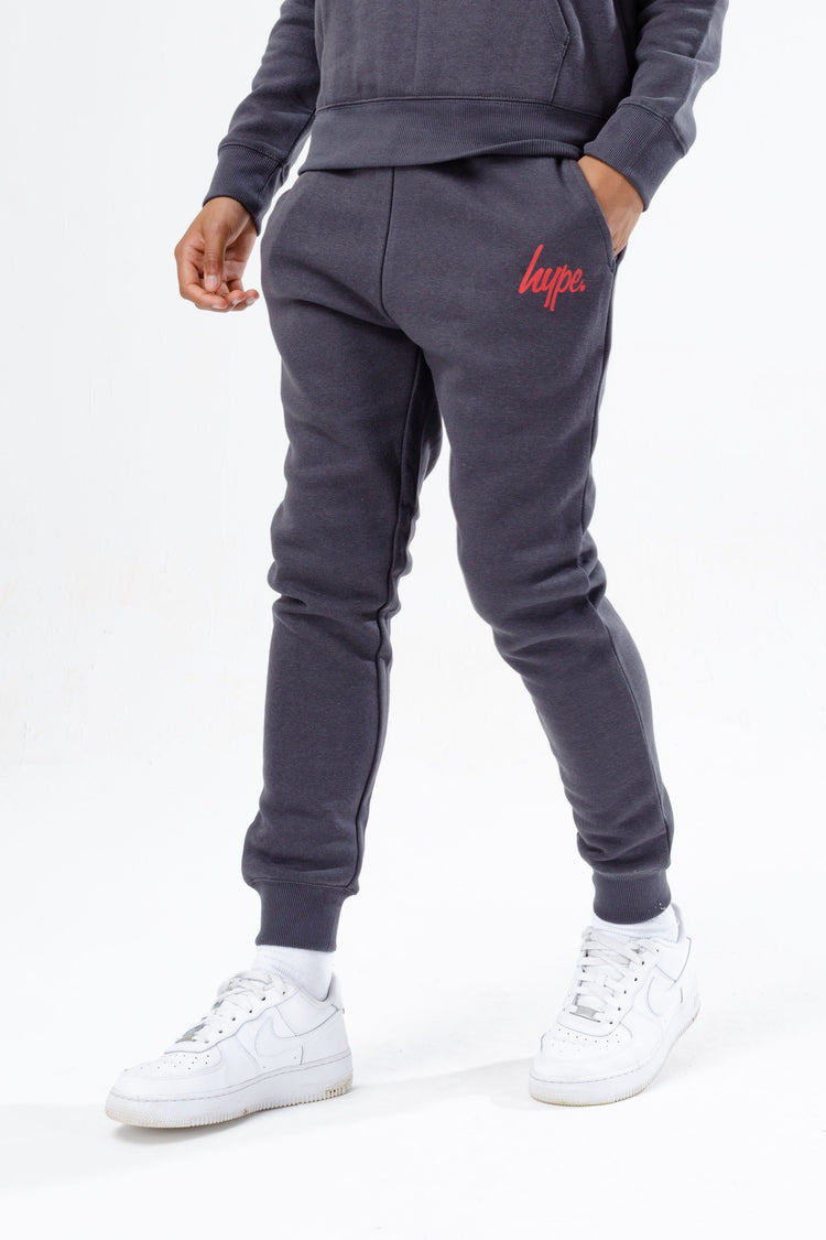 HYPE BOYS GREY RED SCRIPT TRACKSUIT