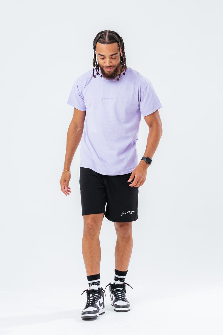 HYPE LILAC SCRIBBLE LOGO EMBROIDERY MEN'S T-SHIRT