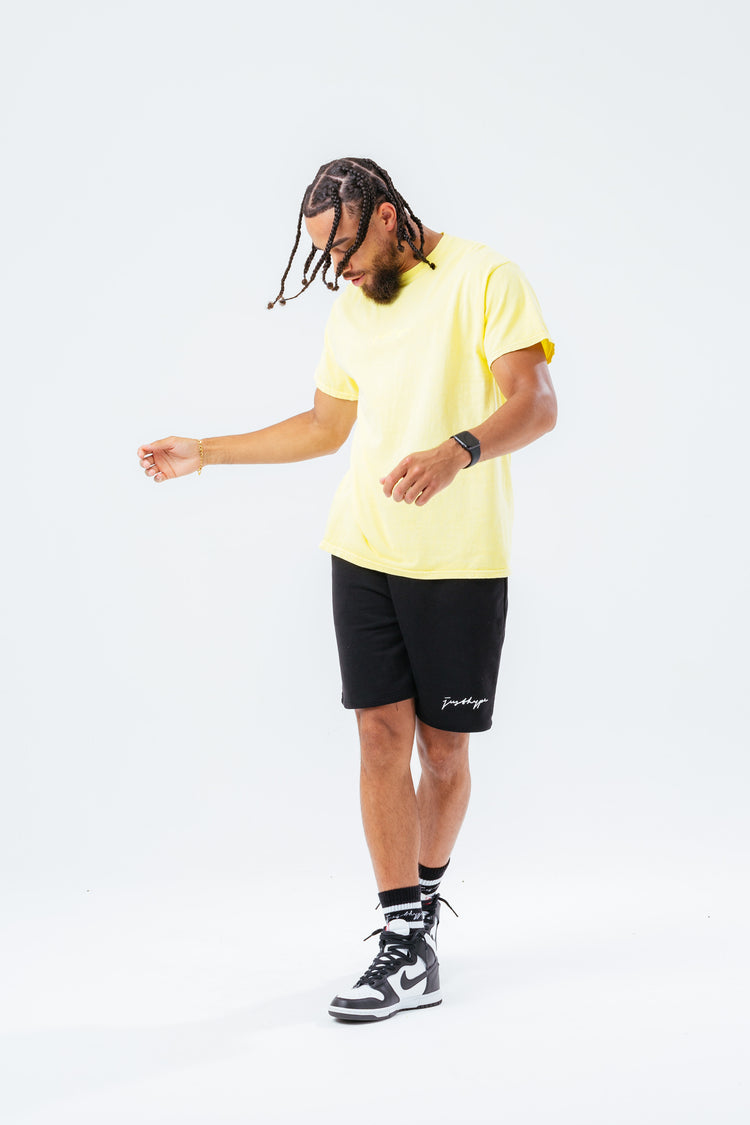HYPE YELLOW SCRIBBLE LOGO EMBROIDERY MEN'S T-SHIRT