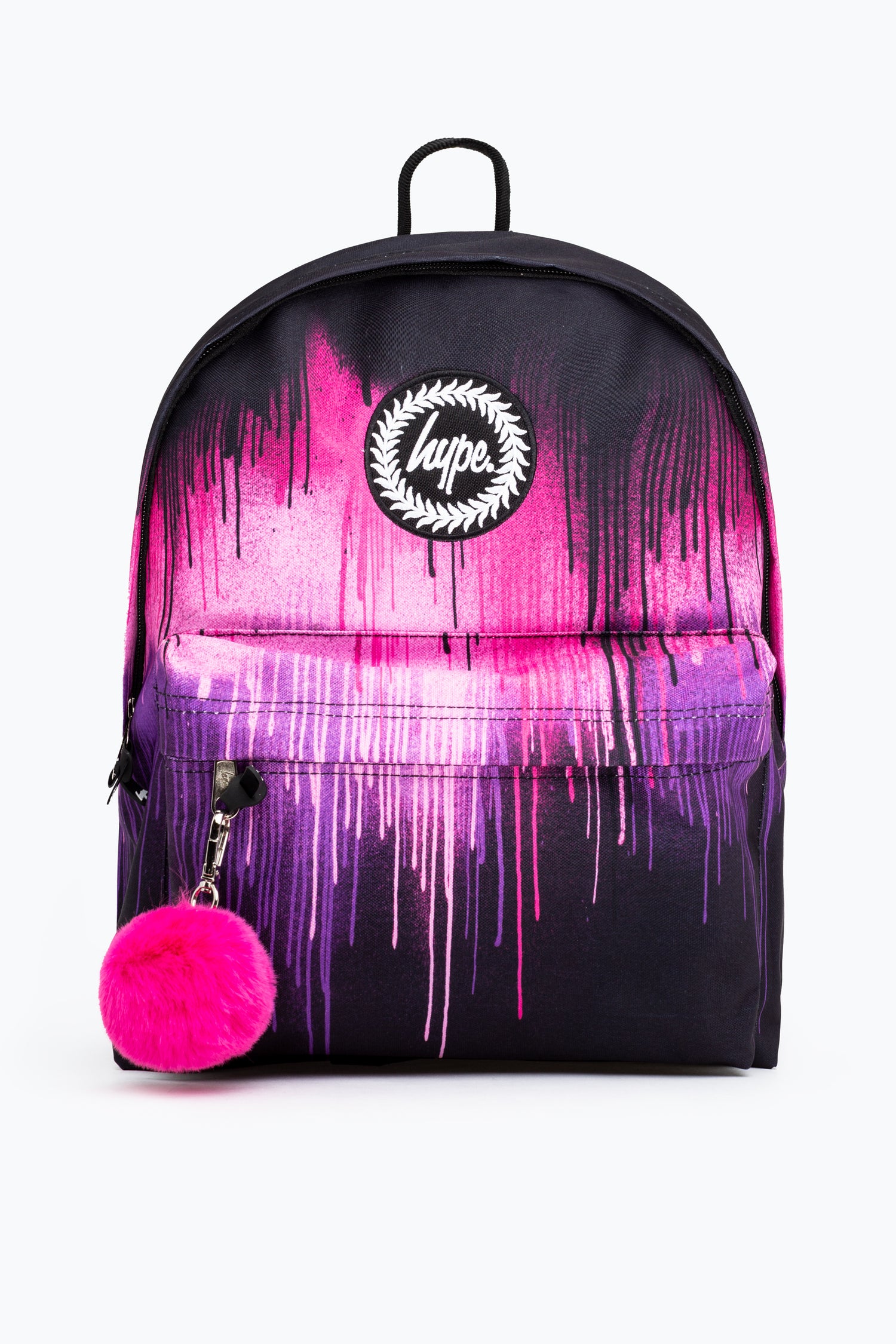 Hype Pink Drips Backpack Meet the HYPE. Purple & Pink Drip Backpack, part  of the HYPE. 2022 Back to School collection. Designed in our standard  backpack shape in an all-over pink and