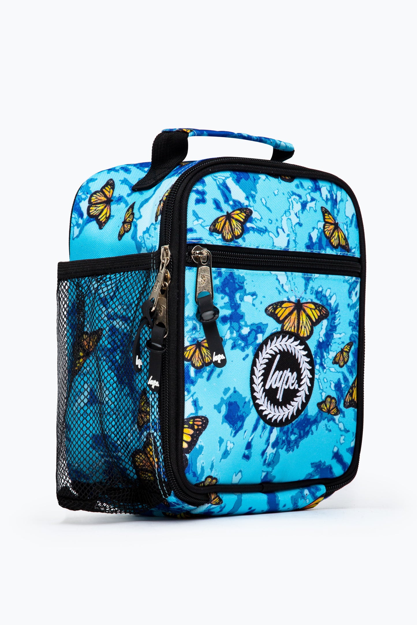 Hype Blue & Yellow Tie Dye Butterfly Lunch Box Left Side