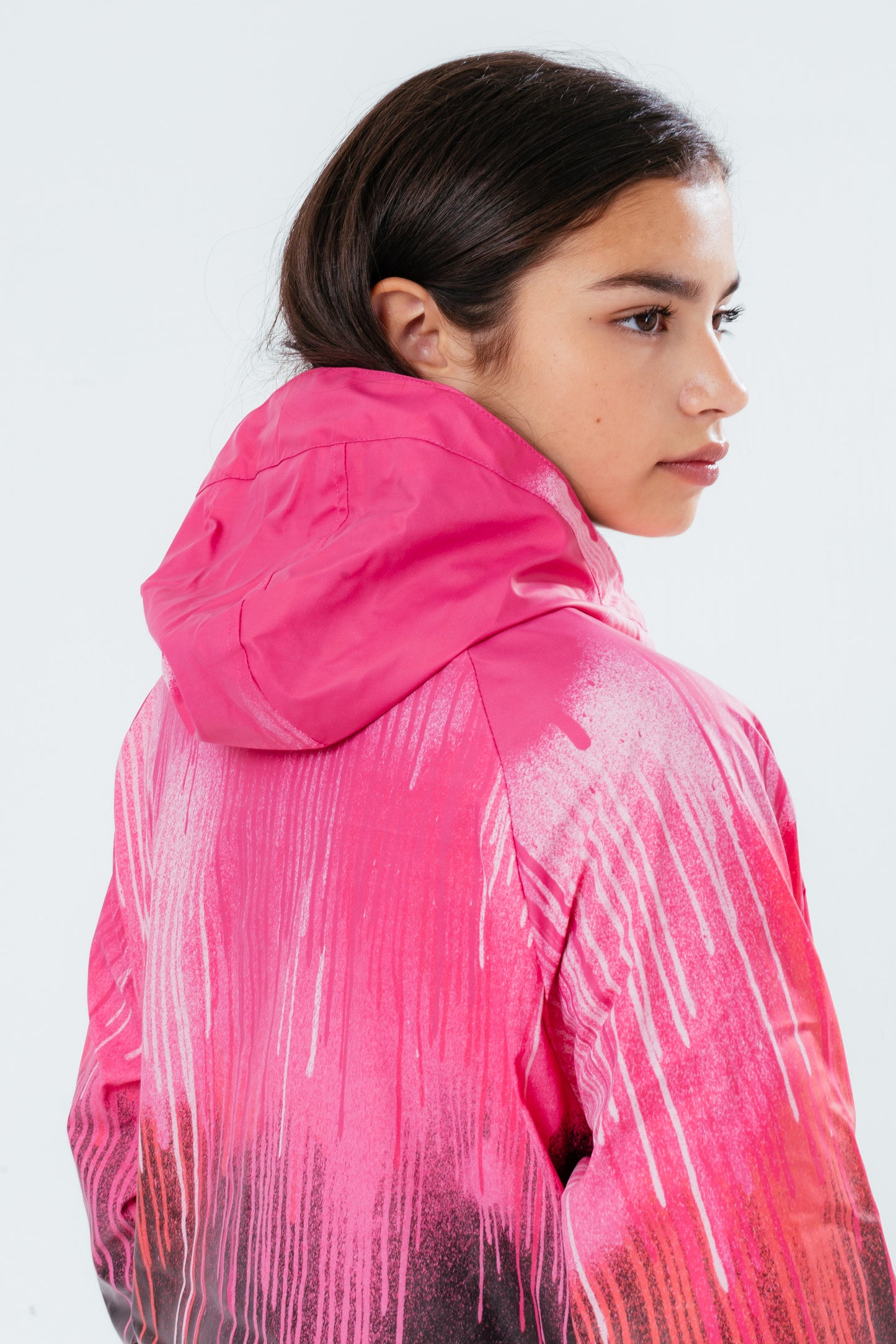 Hype Pink Drip Girls Rain Coat