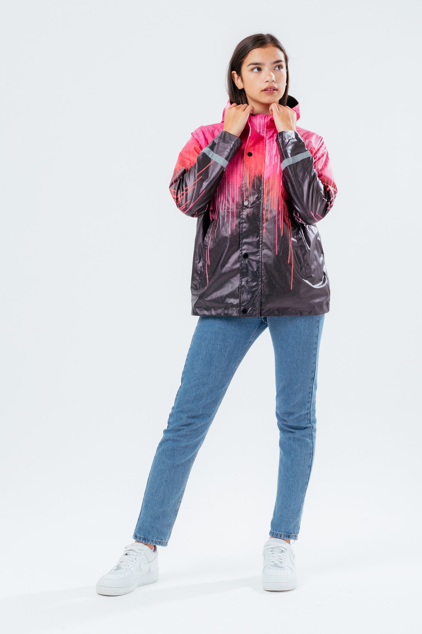 Hype Pink Drip Girls Rain Coat