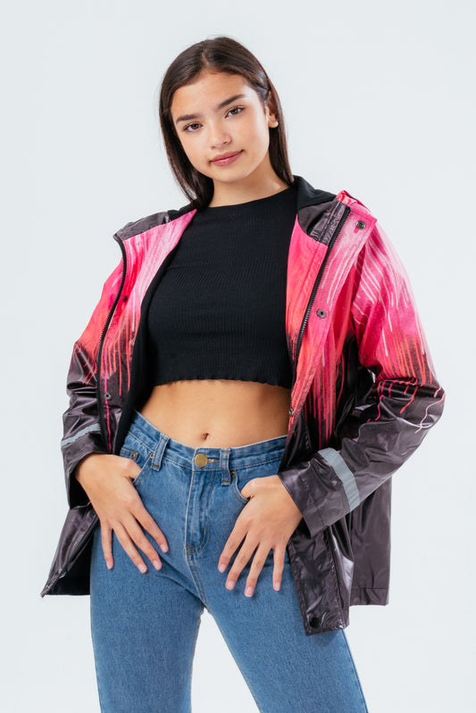 Hype Pink Drip Girls Rain Coat