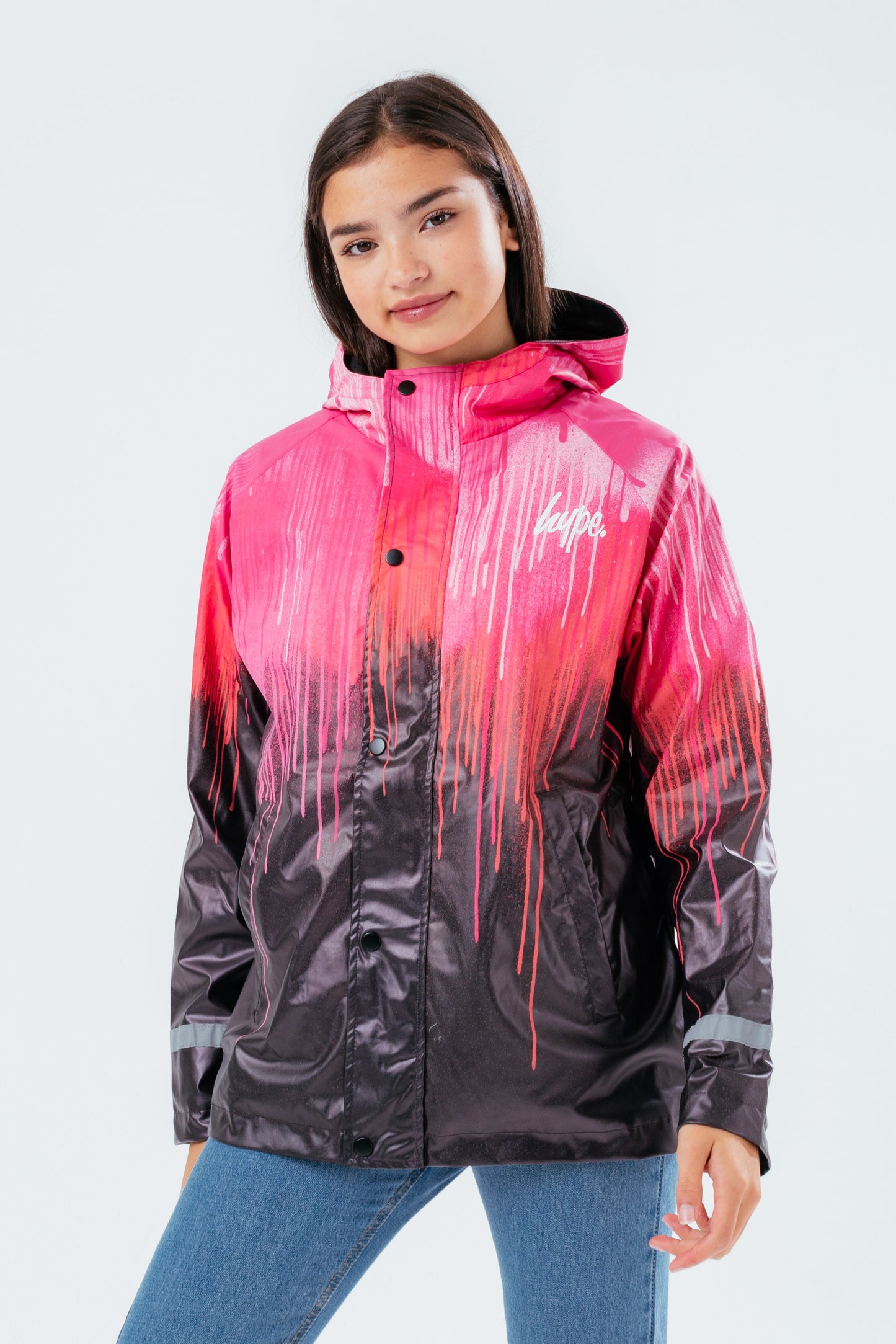 Hype Pink Drip Girls Rain Coat