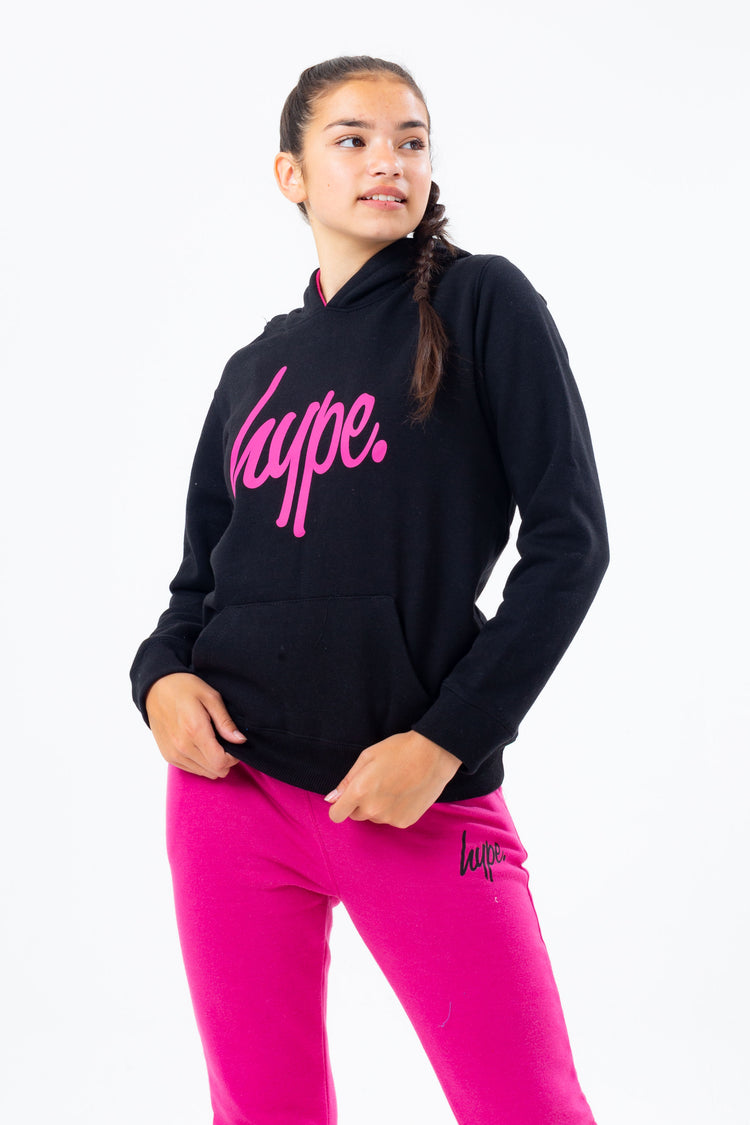 HYPE BLACK HOODIE AND PINK GIRLS JOGGERS SET