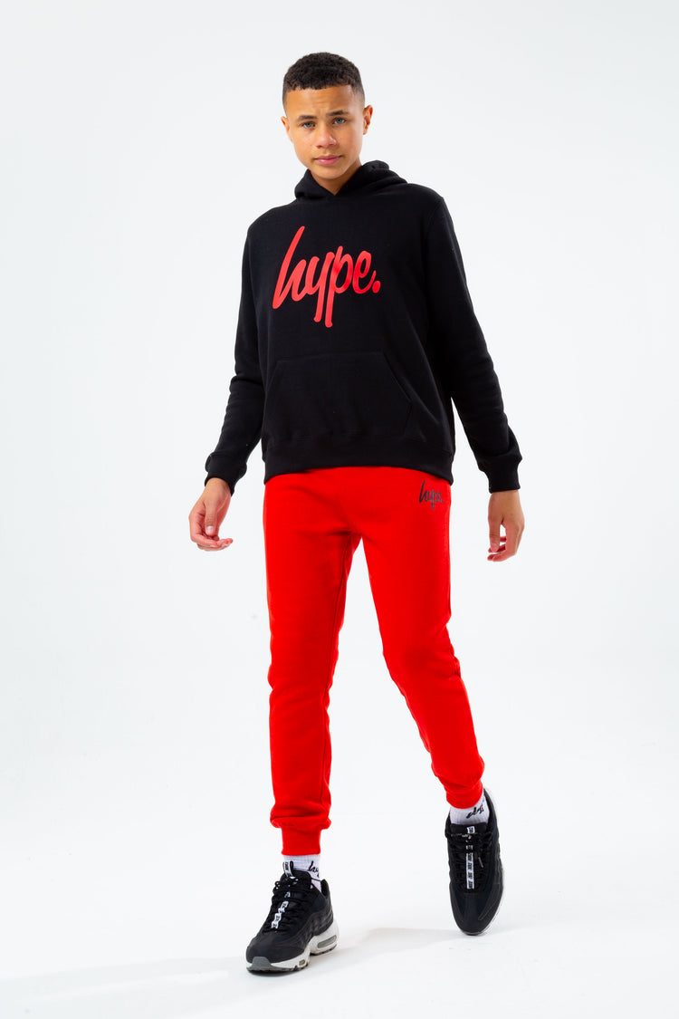 HYPE BLACK HOODIE AND RED KIDS JOGGERS SET