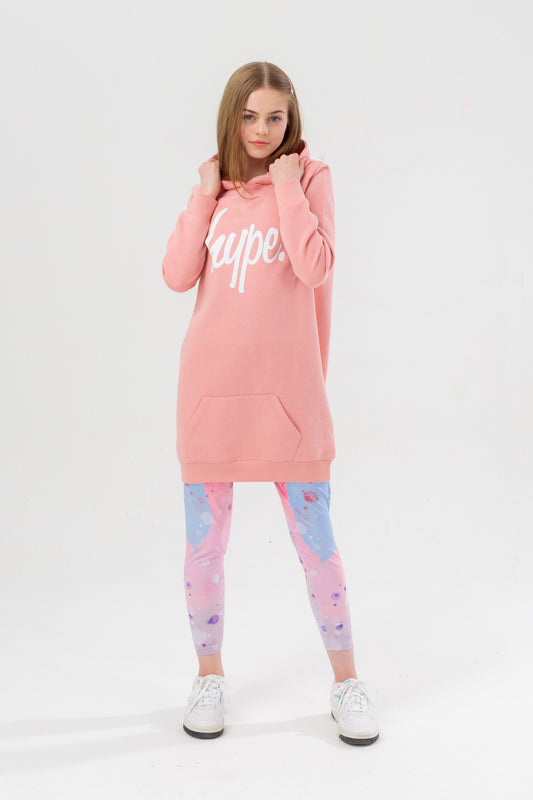 Hype Girls Nude Mystic Clouds Script Longline Hoodie & Leggings Set