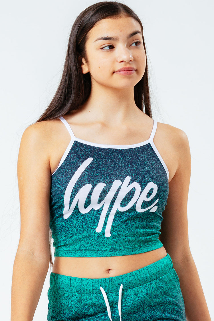 HYPE TEAL SPECKLE FADE GIRLS CAMI TOP