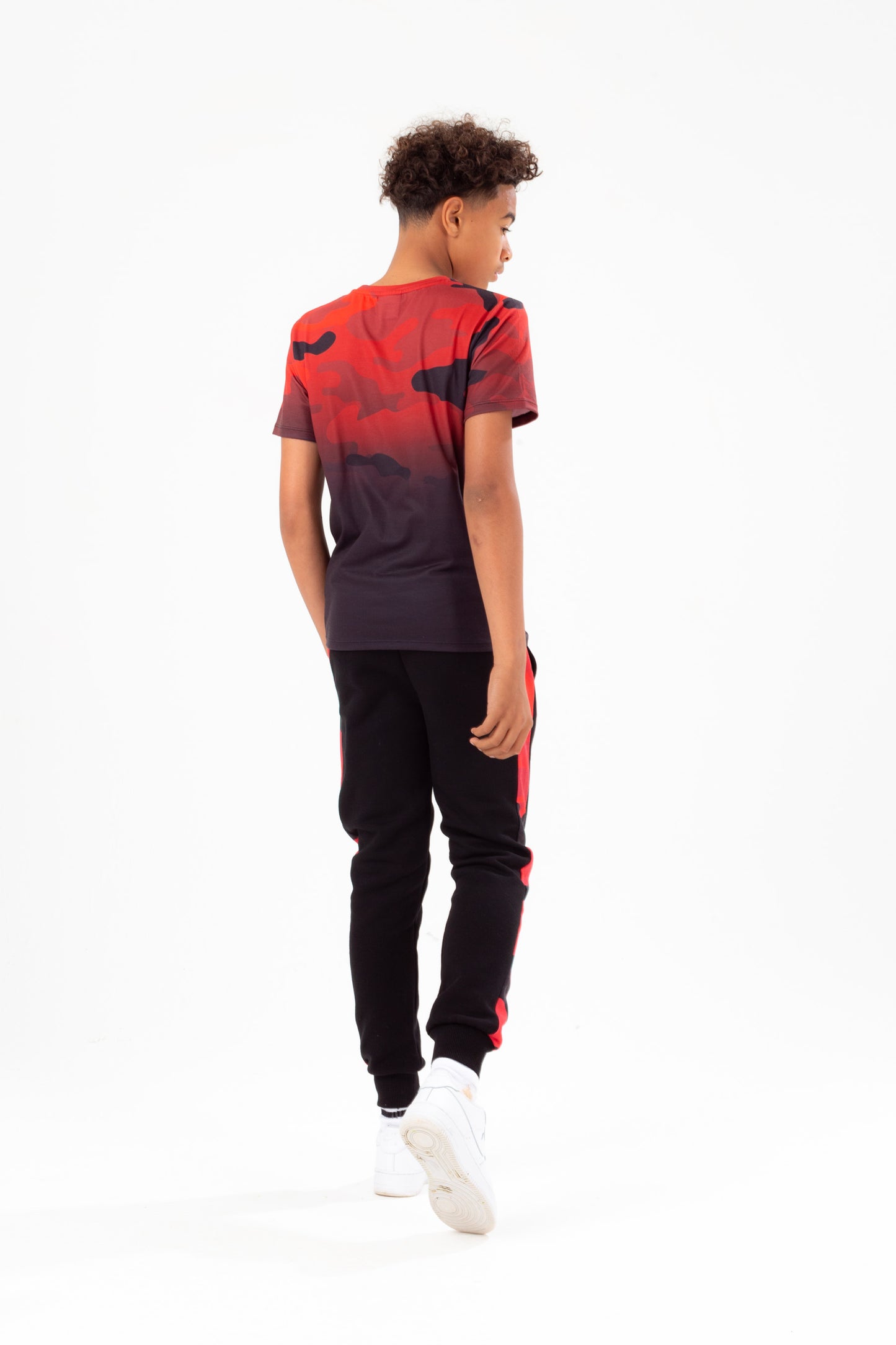 Hype Boys Red Black Camo Fade Script T-Shirt