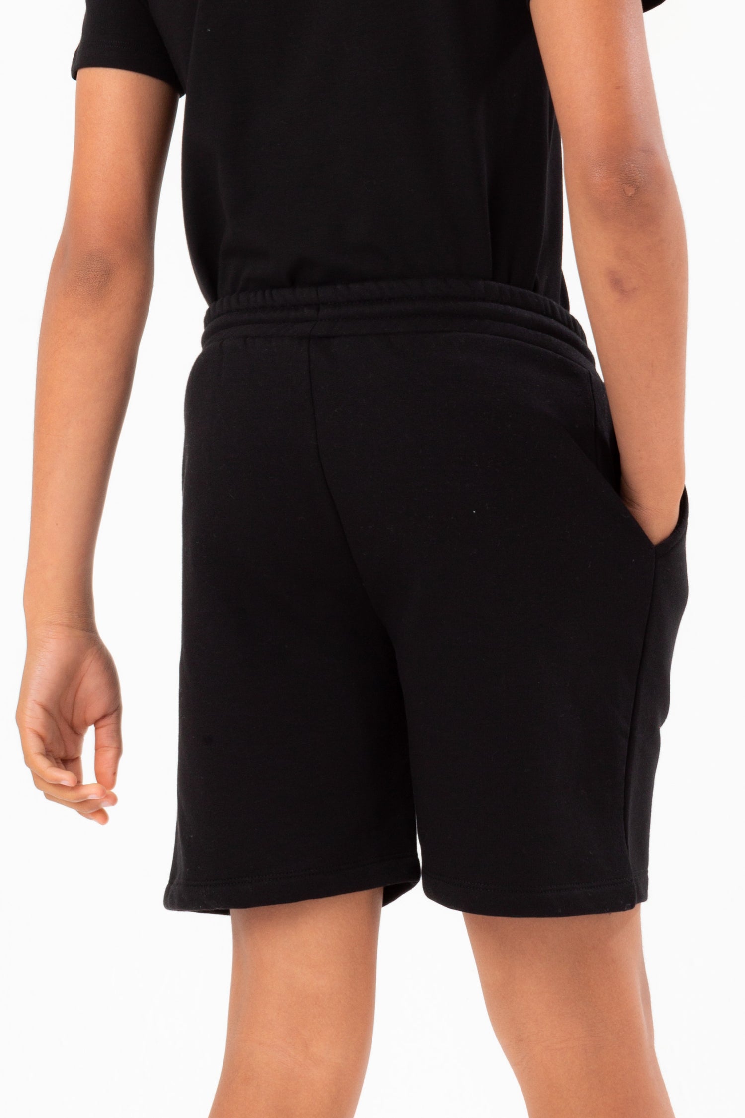 HYPE BOYS BLACK SCRIBBLE EMBROIDERED SHORTS
