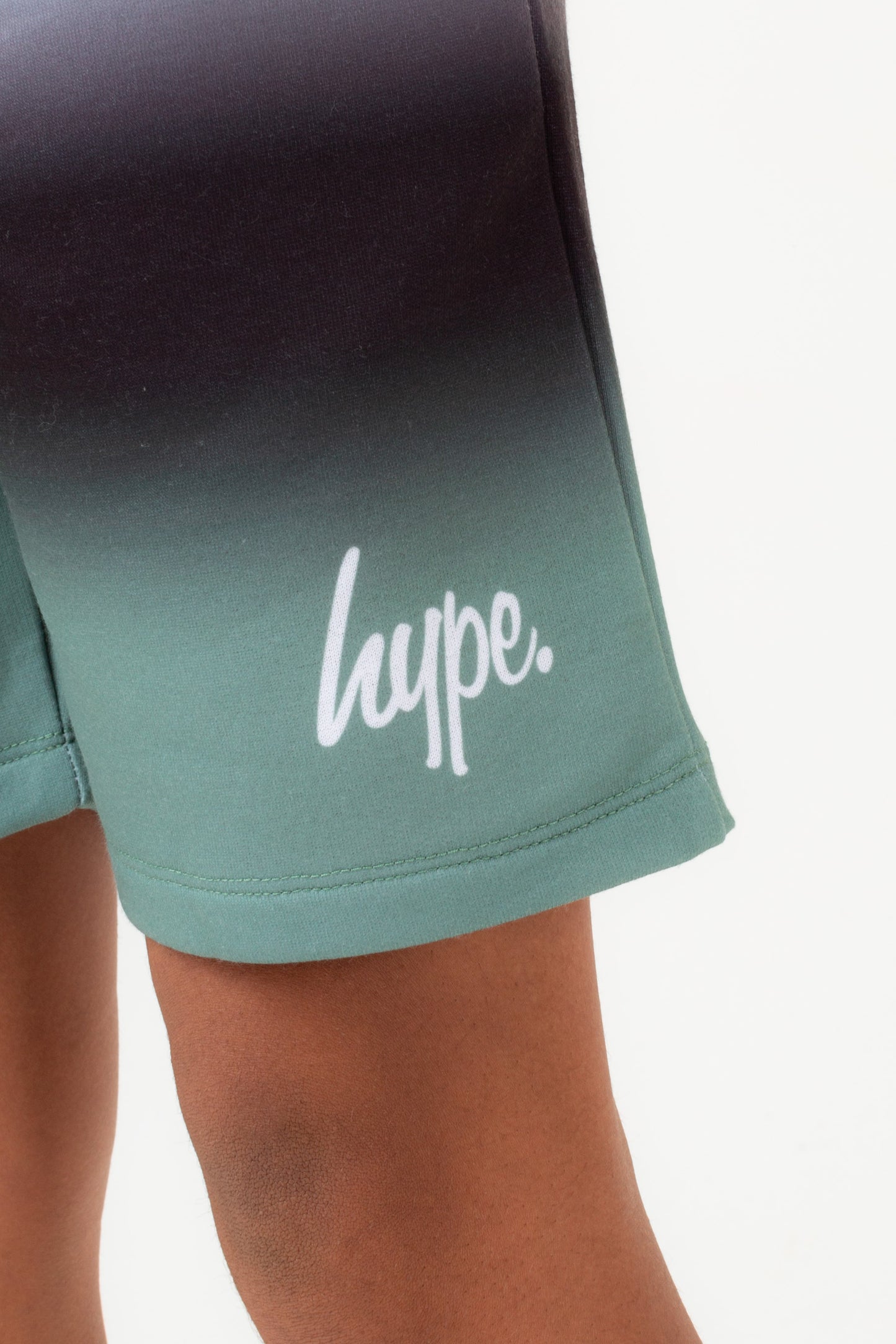 Hype Boys White Black Khaki Fade Script Shorts