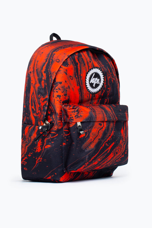 HYPE UNISEX BLACK RED MARBLE WAVE CREST BACKPACK